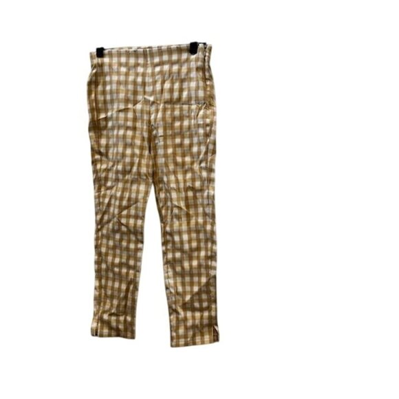 Who What Wear Womens Mustard & White Gingham Checkered Pants Size 4 - Picture 1 of 9